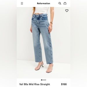 Reformation Val 90’s mid-rise straight cropped rigid denim